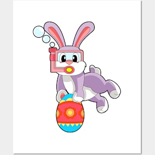 Rabbit Easter Easter egg Swimming Posters and Art